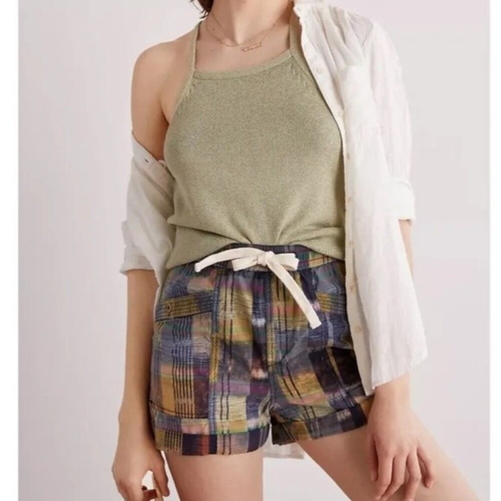 NEW Anthropologie PILCRO Heirloom Tie-Dye Plaid Shorts Cuffed ~ Medium